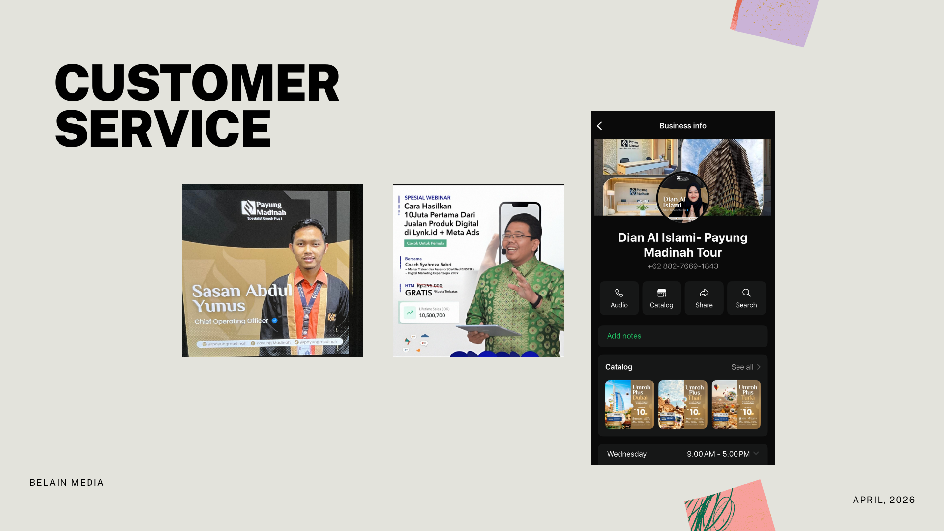 Contoh profile picture dan tampilan profil WhatsApp Business customer service
